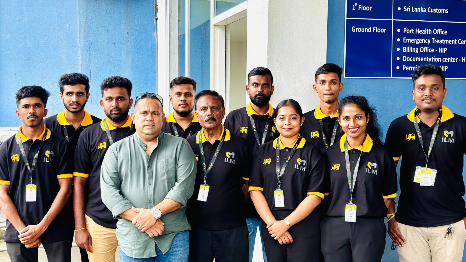 ILM Shipping Services operations team outside the Sri Lanka Customs building