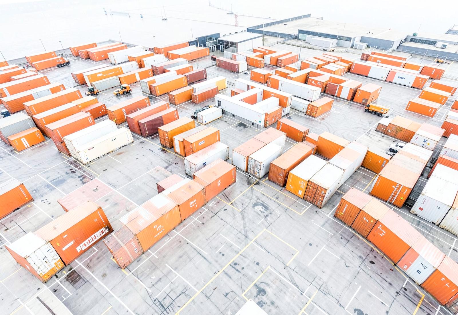 Stacked shipping containers at a Sri Lankan terminal